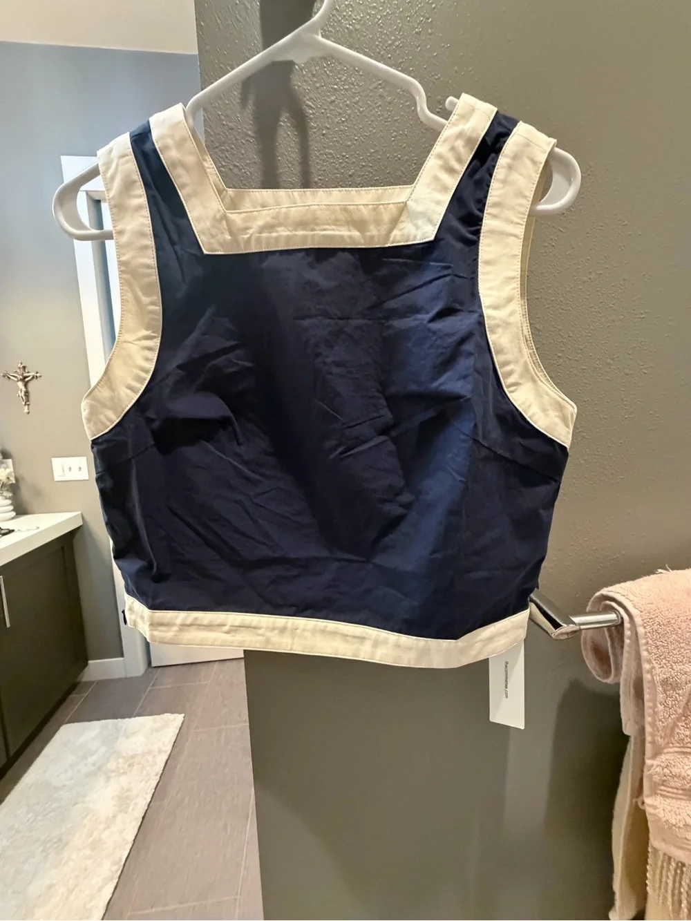 Commense Navy and Cream Cropped Skirt Set - Picture 3 of 7